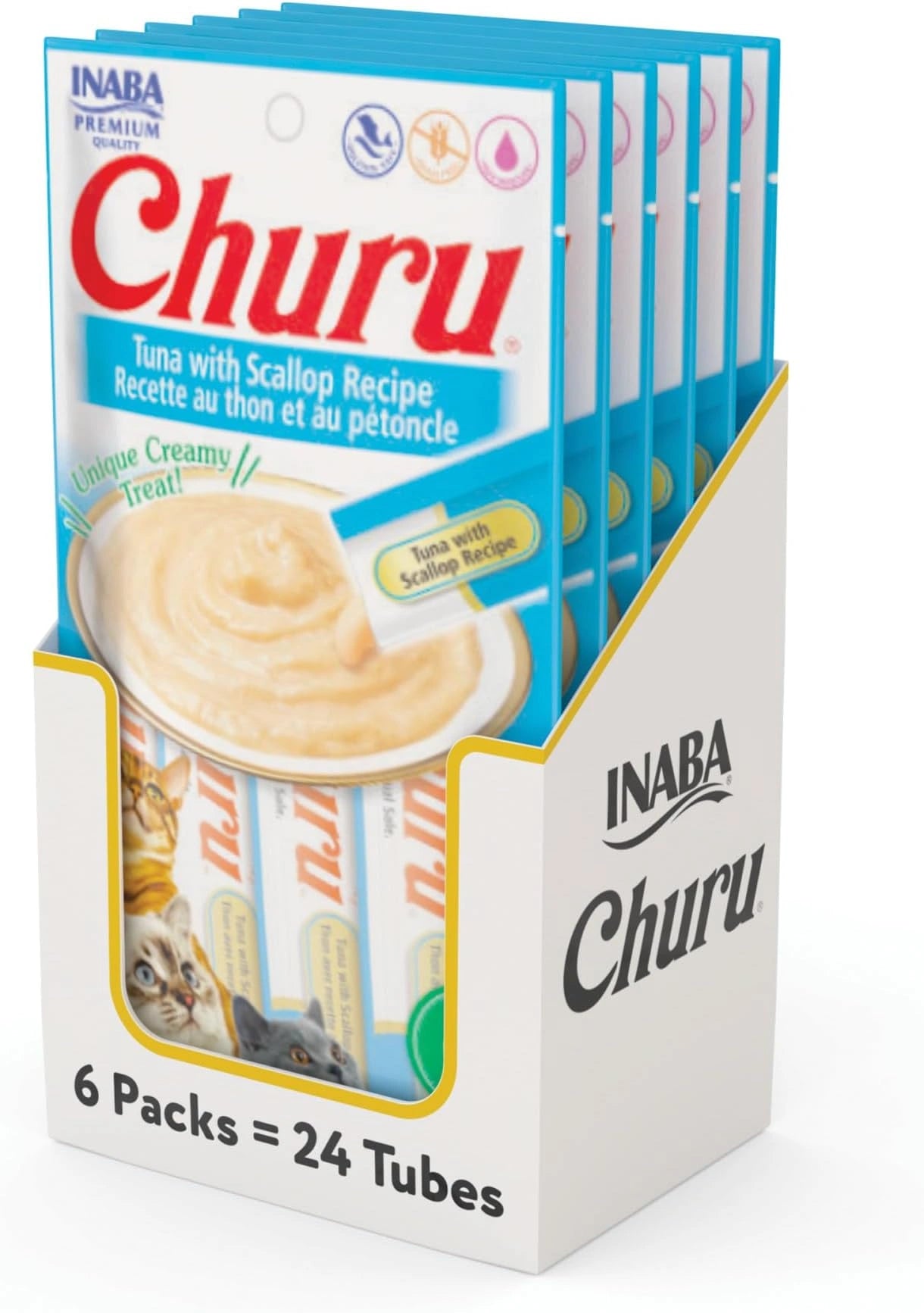 Inaba Churu Atún con Vieira | Snack Cremoso para Gatos 4 Tubos
