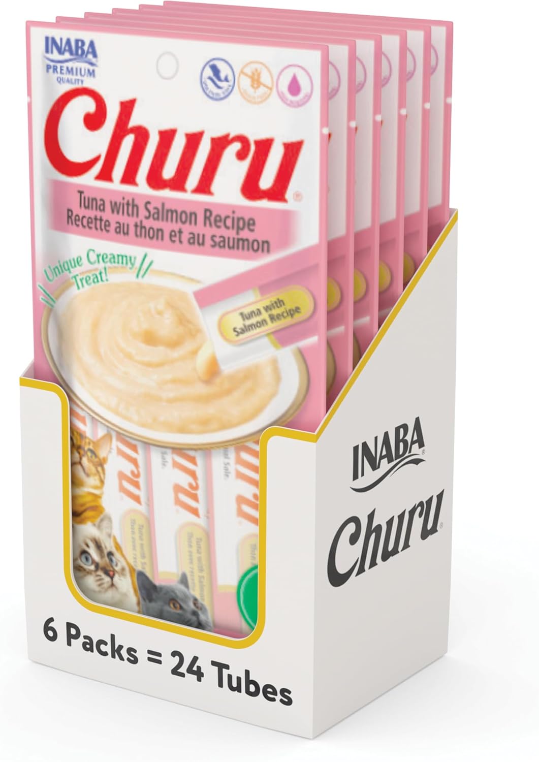 Churu Gato | Snack Cremoso de Atún con Salmón – 4 Tubos de 14g c/u