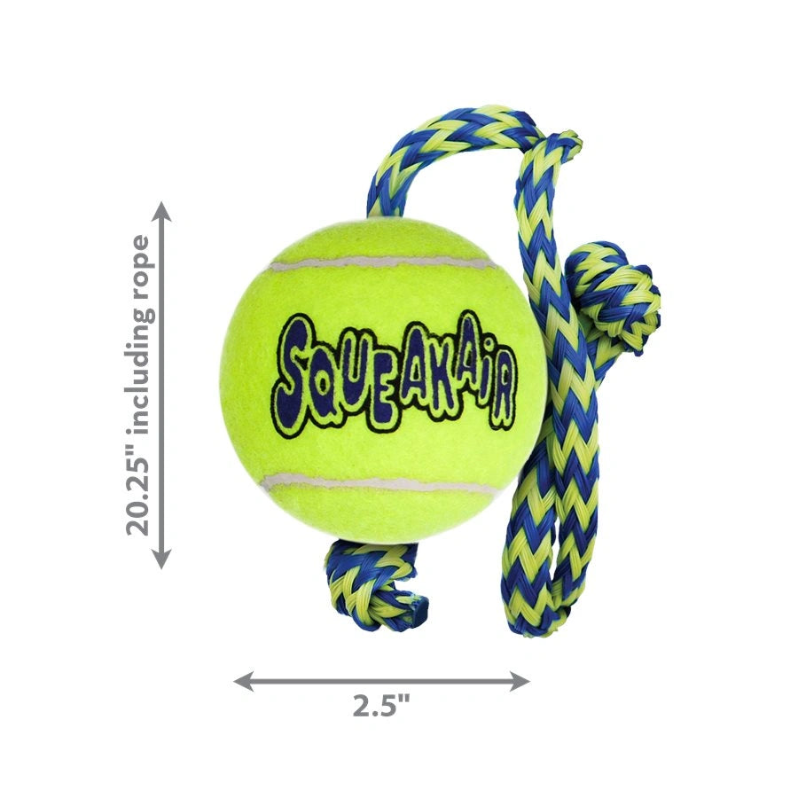 KONG AirDog Squeakair Ball Mediana con Cuerda para Perro