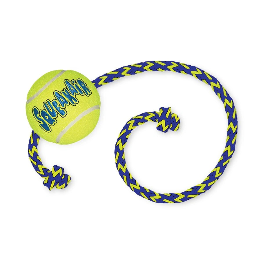 KONG AirDog Squeakair Ball Mediana con Cuerda para Perro