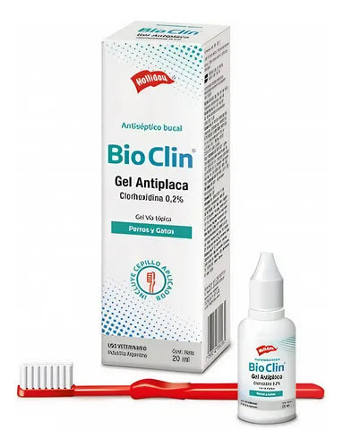 Bio Clin Gel Antiplaca para Perros y Gatos 20 ml + Cepillo | Sin Sabor, Control de Sarro y Mal Aliento