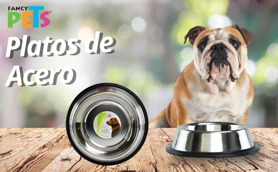 Plato de Acero Inoxidable para Perros | Antiderrapante