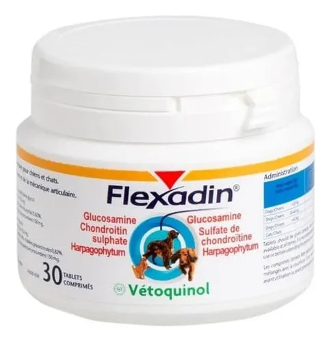 Flexadin 30 Comprimidos – Condroprotector para Perros y Gatos | Glucosamina y Condroitina
